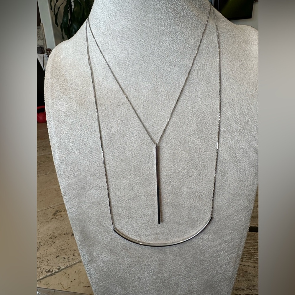 Natasha couture silver tone layered necklace